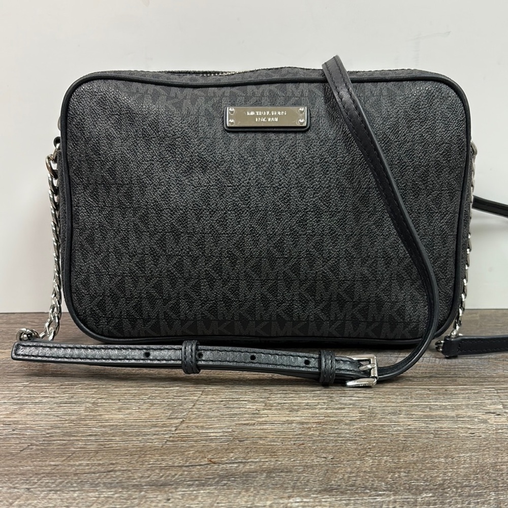 Michael Kors Jet Set Coated Canvas / Leather Crossbody Bag